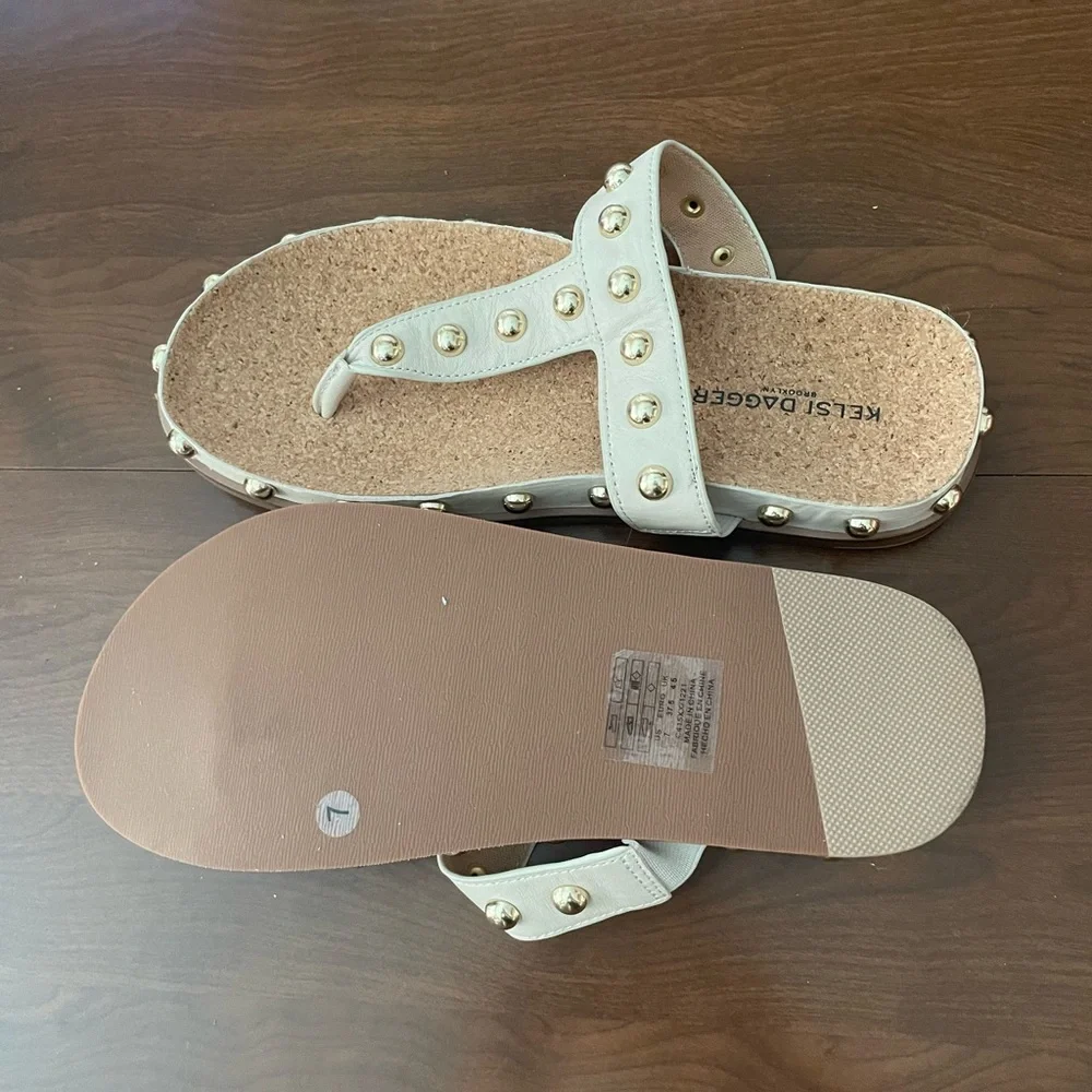 Kelsi Dagger Gold Studded Tan Sandals - Picture 3 of 3